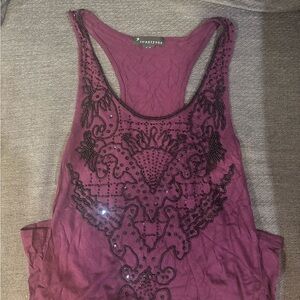 Purple Tank Top with Black Embellishments